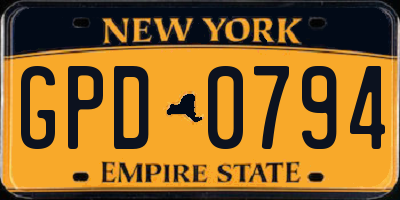NY license plate GPD0794