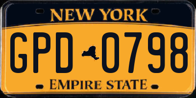 NY license plate GPD0798