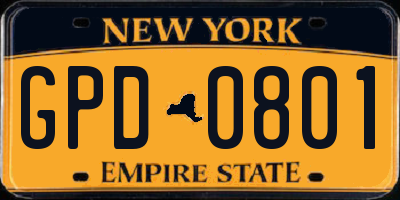 NY license plate GPD0801