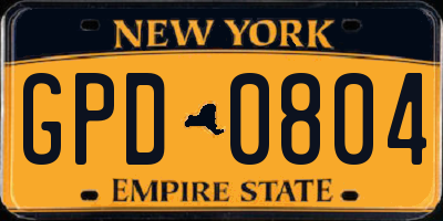 NY license plate GPD0804