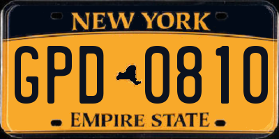 NY license plate GPD0810