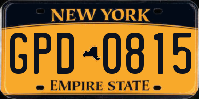 NY license plate GPD0815