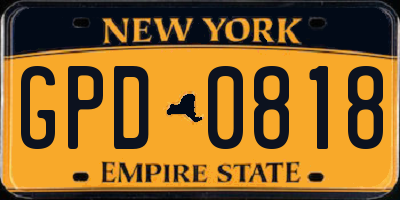 NY license plate GPD0818