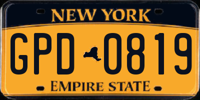 NY license plate GPD0819