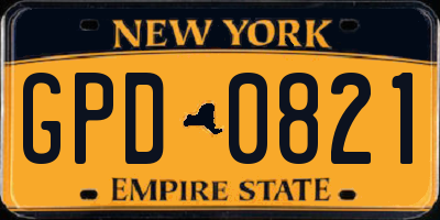 NY license plate GPD0821