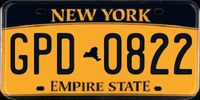 NY license plate GPD0822