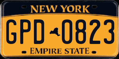 NY license plate GPD0823