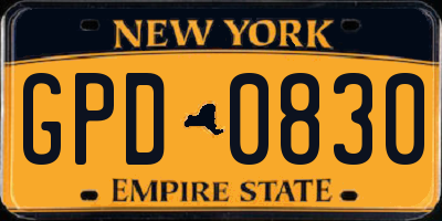 NY license plate GPD0830