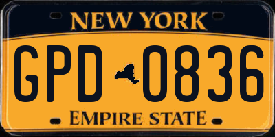 NY license plate GPD0836