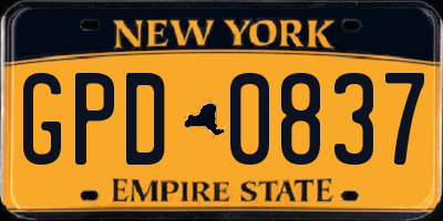 NY license plate GPD0837