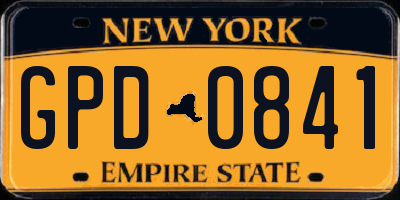 NY license plate GPD0841