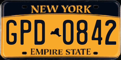 NY license plate GPD0842