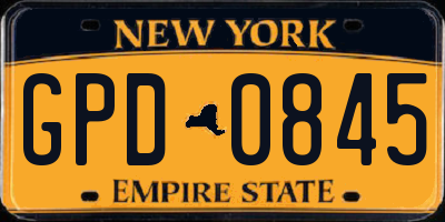 NY license plate GPD0845