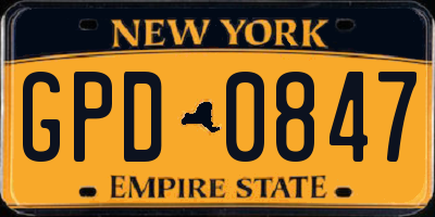 NY license plate GPD0847