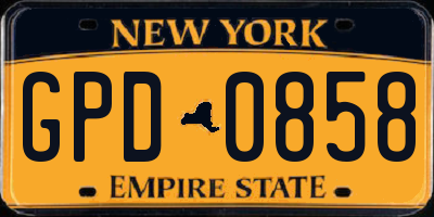 NY license plate GPD0858