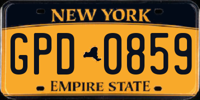 NY license plate GPD0859