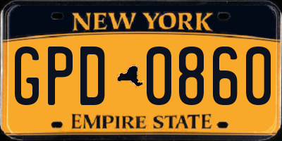 NY license plate GPD0860