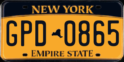NY license plate GPD0865