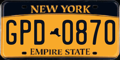NY license plate GPD0870