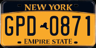 NY license plate GPD0871