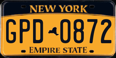 NY license plate GPD0872