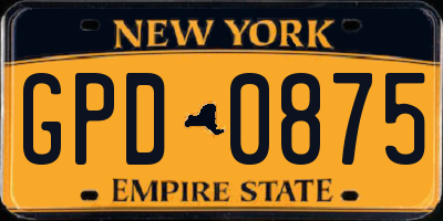 NY license plate GPD0875