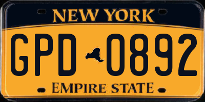 NY license plate GPD0892