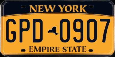 NY license plate GPD0907