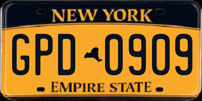 NY license plate GPD0909