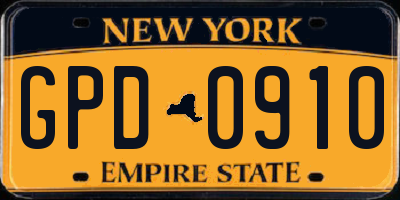 NY license plate GPD0910