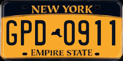 NY license plate GPD0911