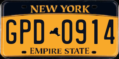 NY license plate GPD0914