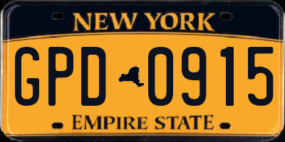 NY license plate GPD0915