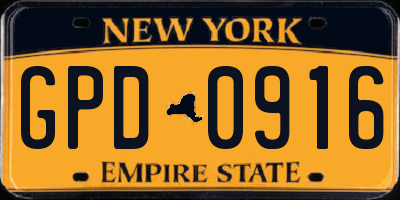 NY license plate GPD0916