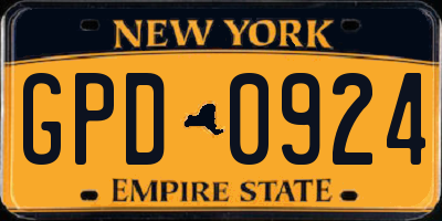 NY license plate GPD0924