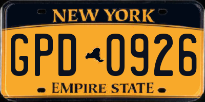 NY license plate GPD0926