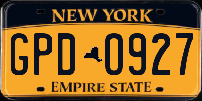 NY license plate GPD0927