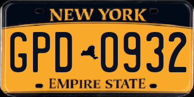 NY license plate GPD0932
