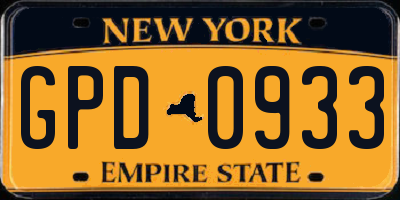 NY license plate GPD0933