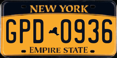 NY license plate GPD0936