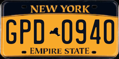 NY license plate GPD0940