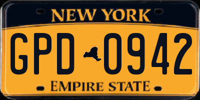 NY license plate GPD0942