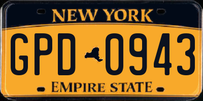 NY license plate GPD0943
