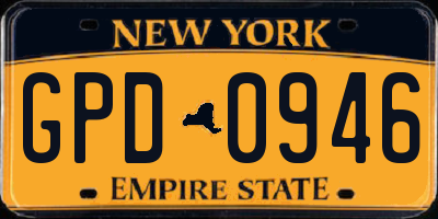 NY license plate GPD0946