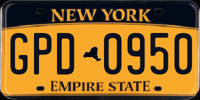 NY license plate GPD0950