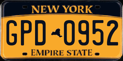 NY license plate GPD0952