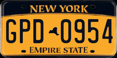 NY license plate GPD0954