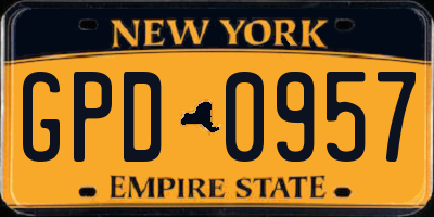 NY license plate GPD0957