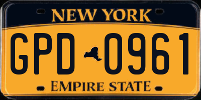 NY license plate GPD0961