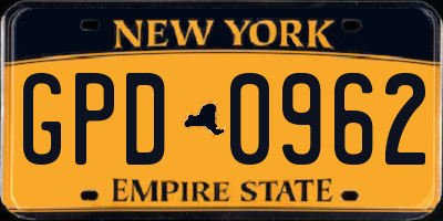 NY license plate GPD0962